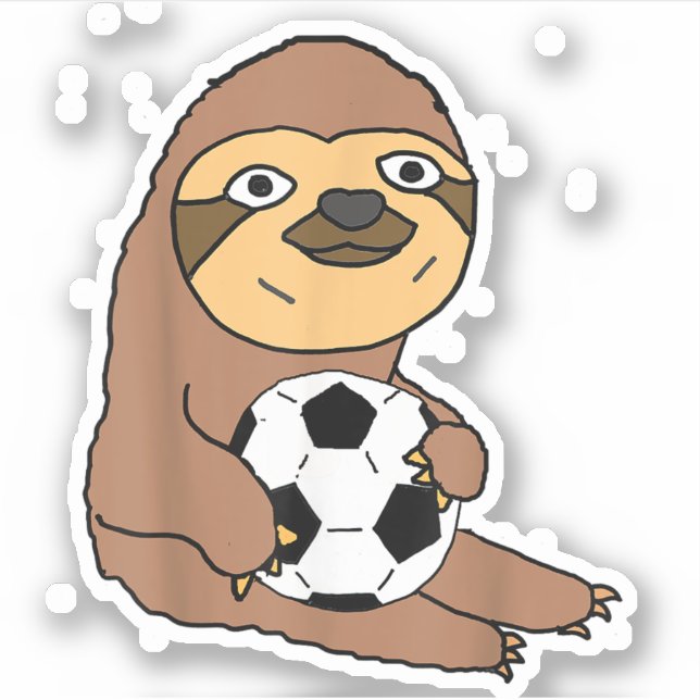Pegatina Divertido Sloth Jugando Fútbol (Anverso)