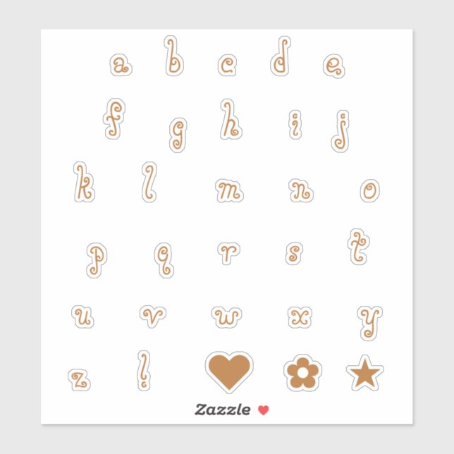 Pegatina Divertido Swirly Copper Font Alphabet First Letter (Hoja)