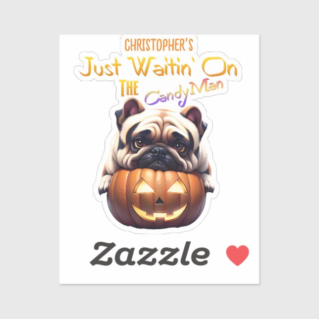 Pegatina Divertido y personalizado dulce de picapia de Hall (Hoja)