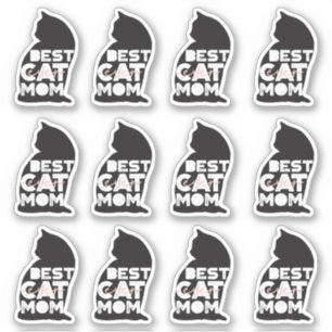 Pegatina Diviértete Día de la Madre Mejor Mamá de Gatos Ros