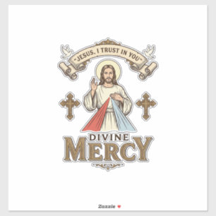 Pegatina Divina Misericordia Jesús Grabado Antiguo Camiseta