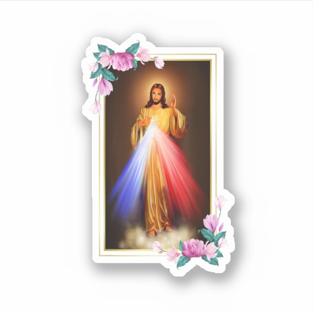 Pegatina Divine Mercy Jesus Christ Sacred Heart Of Jesus Gi (Anverso)