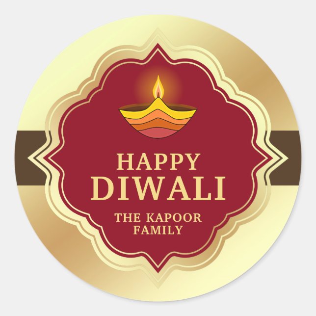 Pegatina Diwali personalizado (Anverso)