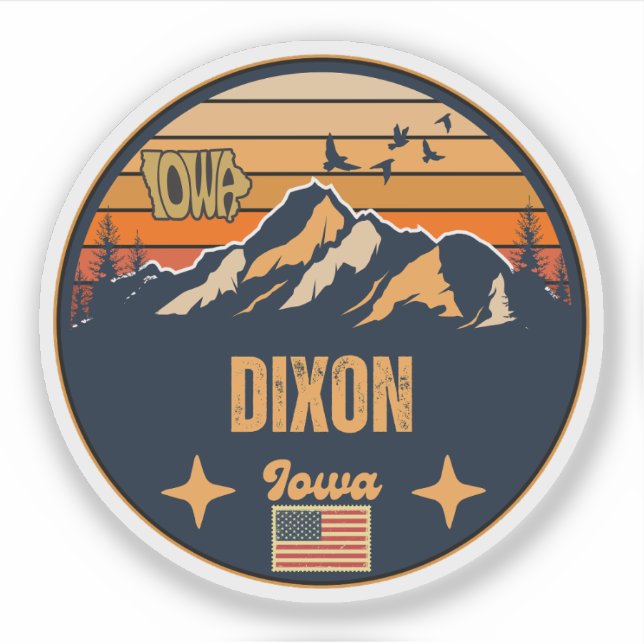 Pegatina Dixon, Iowa, Estados Unidos (Anverso)