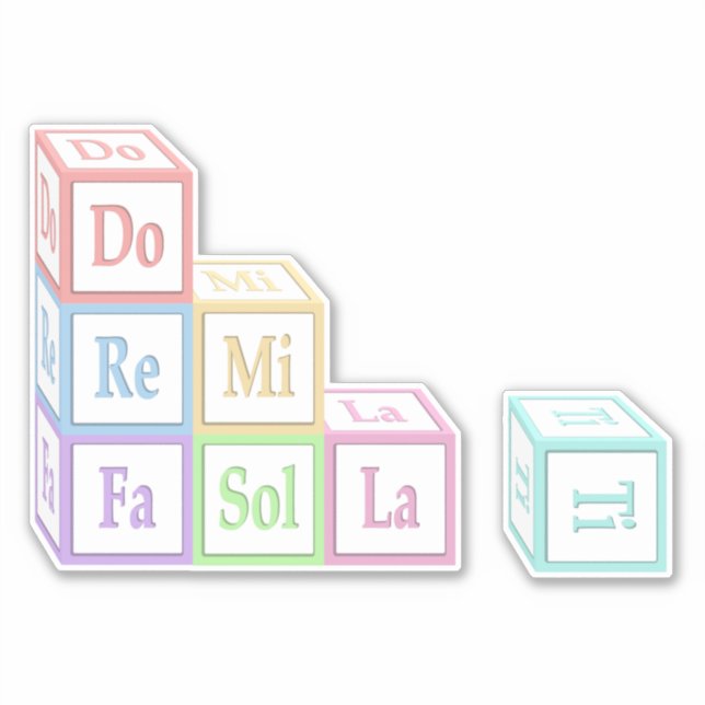 Pegatina "Do Re Mi" Bebés Musicales apilados Bloquea Niños (Anverso)