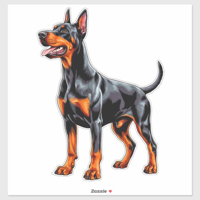 Pegatina Doberman Pinscher vibrante (Hoja)