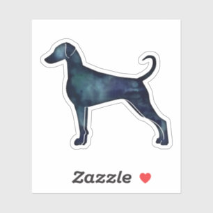 Pegatina Doberman Pinscher Watercolor Silhouette Blk