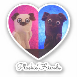 Pegatina Doble Duo Split Photo Heart Besties Cute Elegant