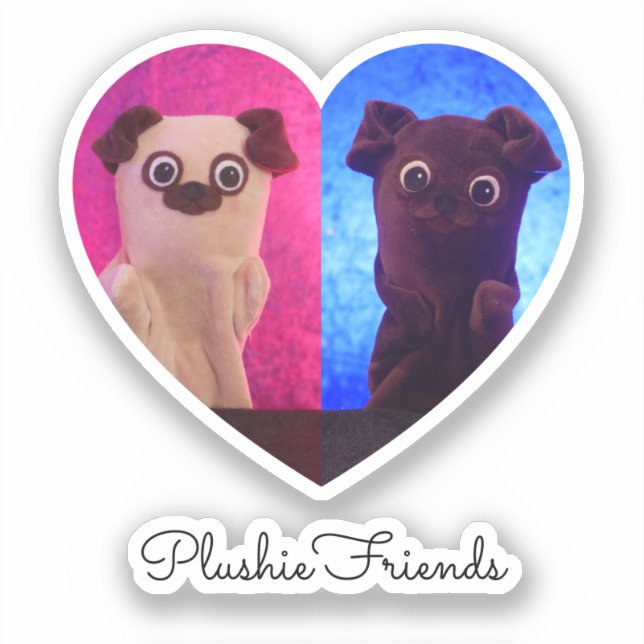 Pegatina Doble Duo Split Photo Heart Besties Cute Elegant (Anverso)