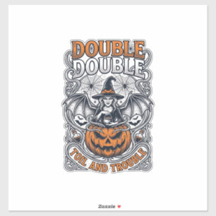 Pegatina Doble Trabajo Bruja Calabaza Halloween Telaraña