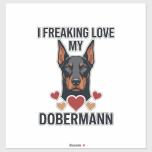 Pegatina Doblerman perro corazones rojos_1 encanta