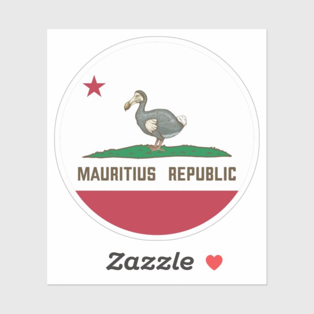 Pegatina Dodo de la bandera de California de Mauricio (Hoja)