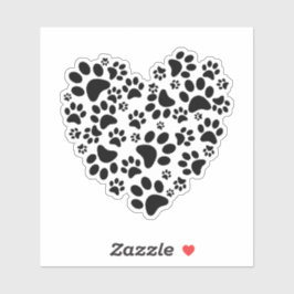 Pegatina Dog Cat Paw Prints Heart Valentine's Day Love