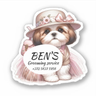Pegatina Dog Groomer Service Mascota de cachorro migado