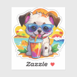 Pegatina dog on the beach
