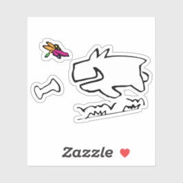 Pegatina Doggy con doodle Dragonfly-Run
