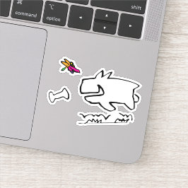 Pegatina Doggy con doodle Dragonfly-Run