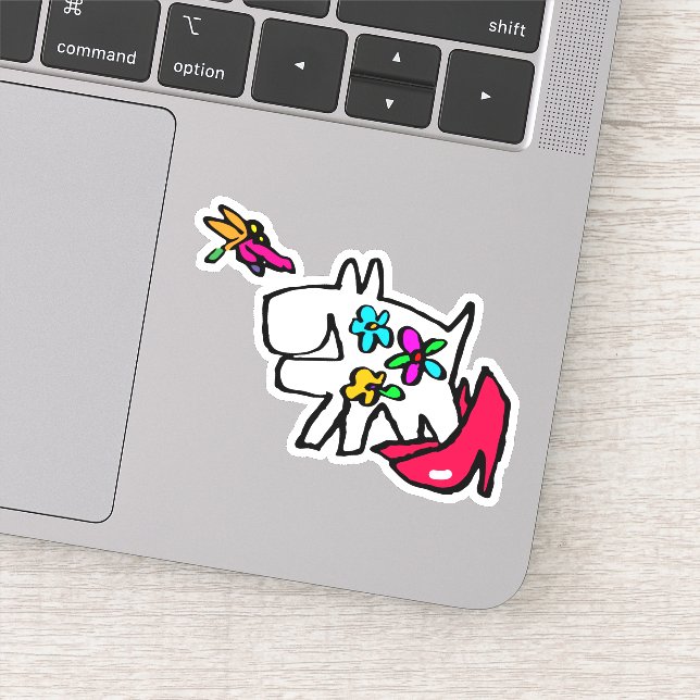 Pegatina Doggy with Dragonfly disfruta de pasear Doodle (Detalle)