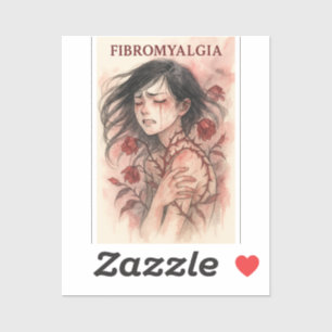 Pegatina dolor crónico que sufre de acuarela