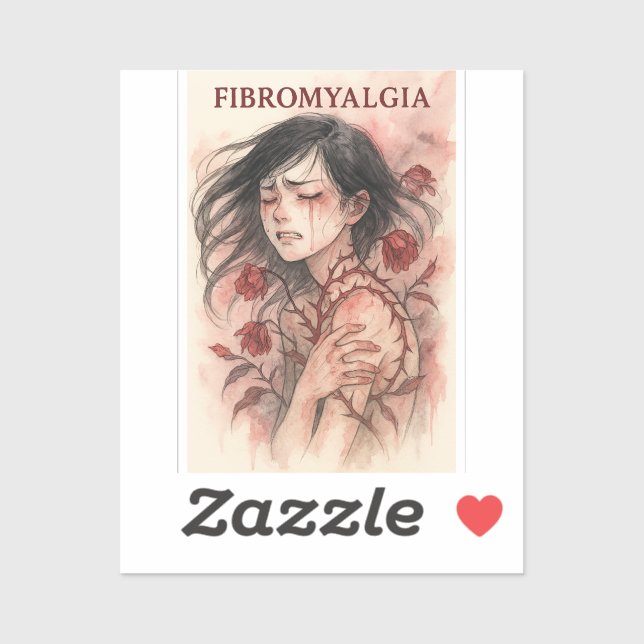 Pegatina dolor crónico que sufre de acuarela (Hoja)