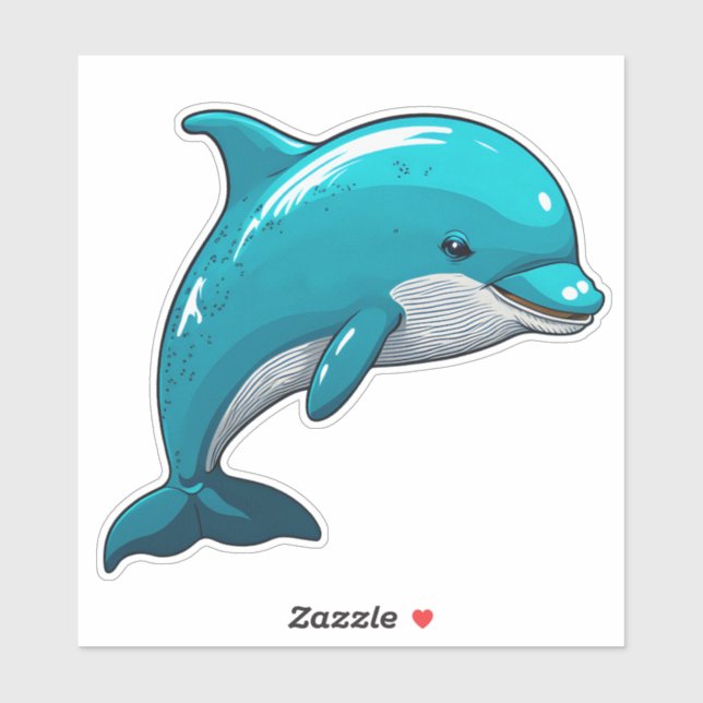Pegatina Dolphin adorable blue sea animal (Hoja)