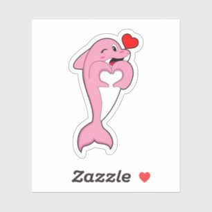 Pegatina Dolphin Love Heart