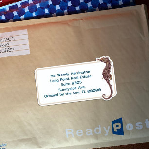 Pegatina Dolphin Seahorse Large Pre-printed Mailing Labels