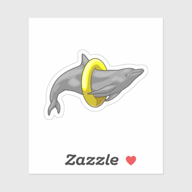 Pegatina Dolphin Swimming Lifebuoy (Hoja)