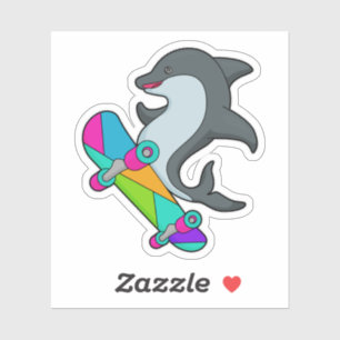 Pegatina Dolpin como Skater con Skateboard