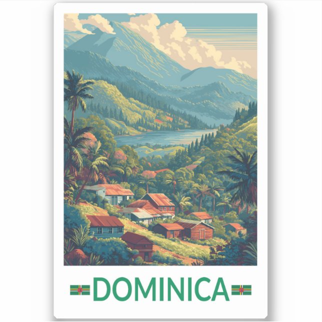 Pegatina Dominica Travel Art Vintage (Anverso)