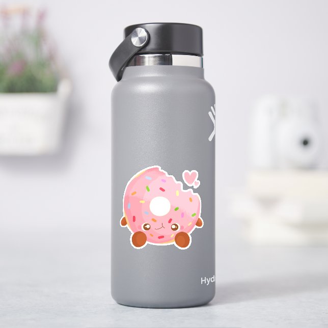 Pegatina Dona alegre con sprinkles (hidrofrasco)