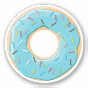 Pegatina Dona azul pastel con sprinkles de caramelo