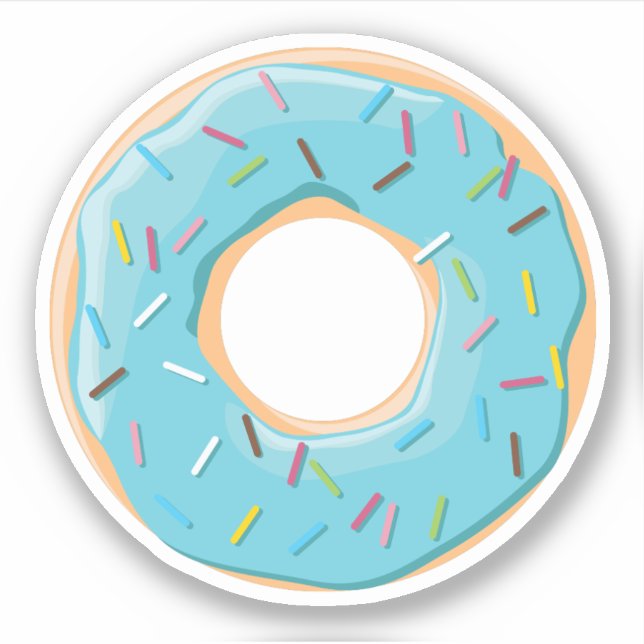 Pegatina Dona azul pastel con sprinkles de caramelo (Anverso)