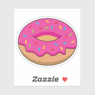 Pegatina Dona de Fresa con Sprinkles Dibujo Animado