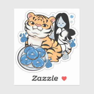 Pegatina Donas de Tigre Kawaii y Fantasma Yuki-Onna