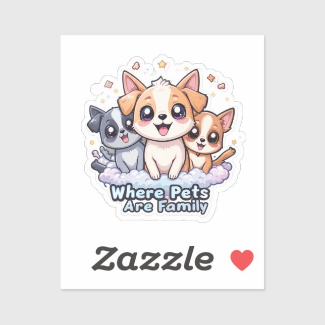 Pegatina Donde los Mascotas son el vinilo de la familia par (Hoja)