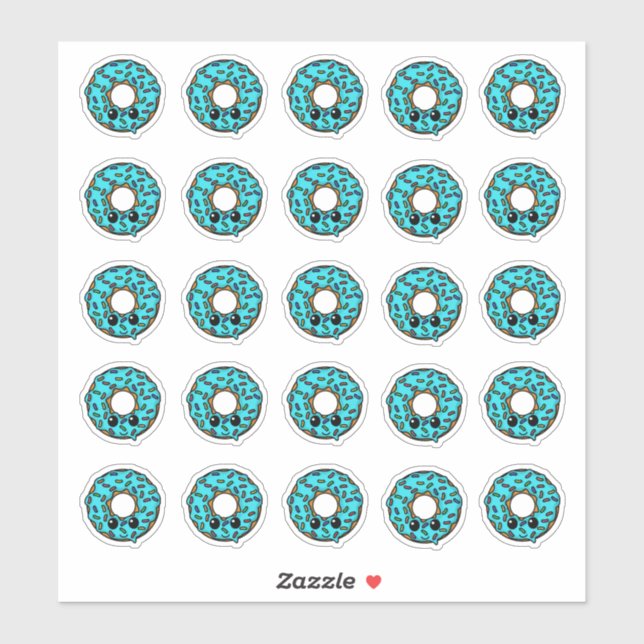 Pegatina Donut con escarcha turquesa y rociadores (Hoja)