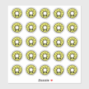 Pegatina Donut de chocolate con escarcha amarilla y salpica