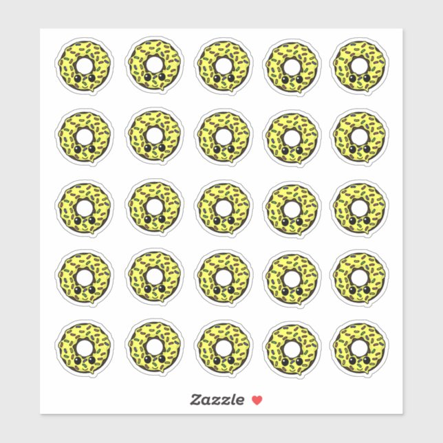 Pegatina Donut de chocolate con escarcha amarilla y salpica (Hoja)