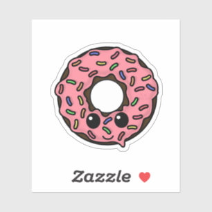 Pegatina Donut de chocolate con escarcha rosada y rociadore