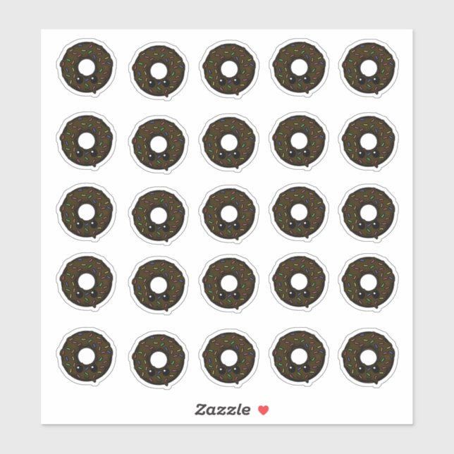 Pegatina Donut de chocolate con espolvorines de helado de c (Hoja)