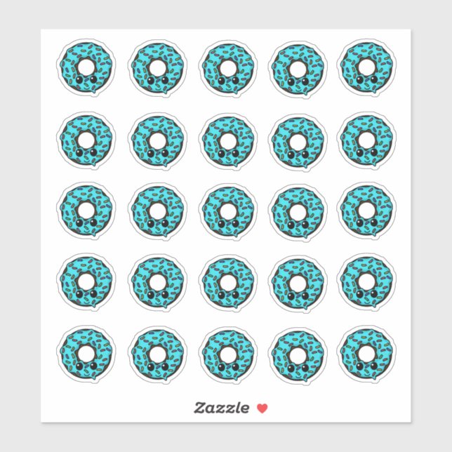 Pegatina Donut de chocolate con rociadores de escarcha turq (Hoja)