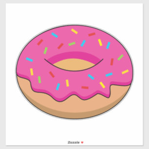 Pegatina Donut de fresa con Personalizado Sprinkles