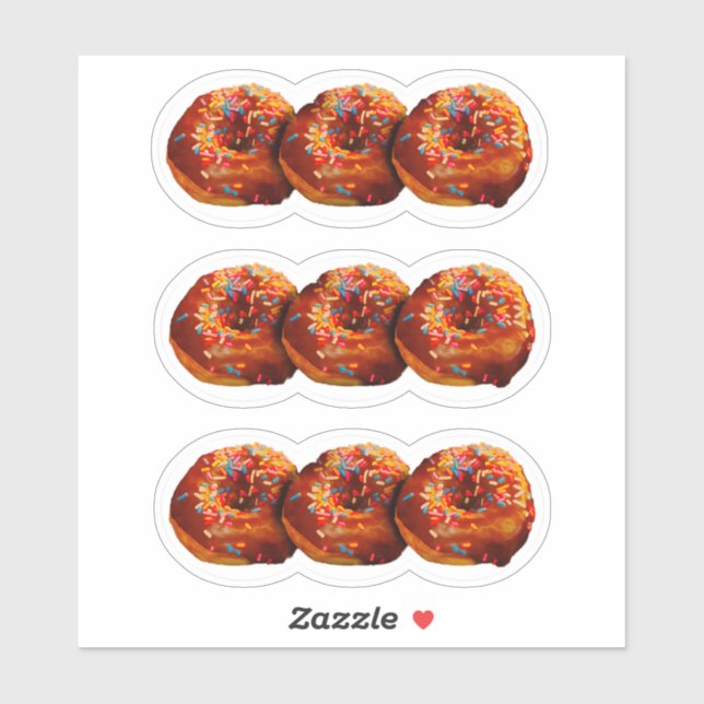Pegatina Donuts With Sprinkles Custom-Cut Vinyl Sticker (Hoja)
