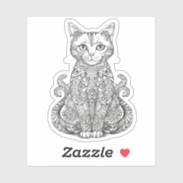 Pegatina Doodle art lindo gato