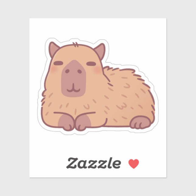 Pegatina Doodle de Capybara con un descanso lindo (Hoja)