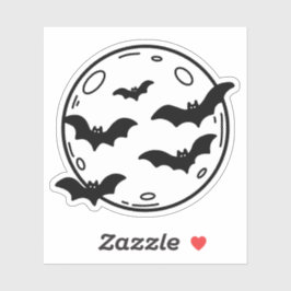 Pegatina Doodle de la luna y los murciélagos