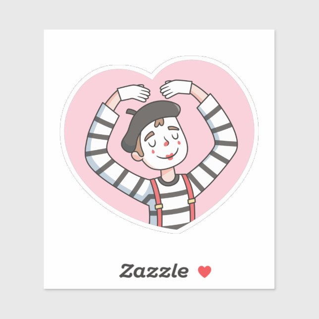 Pegatina Doodle de mimo lindo en pose de amor (Hoja)