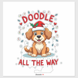 Pegatina Doodle Todo El Camino Divertido Goldendoodle Sombr