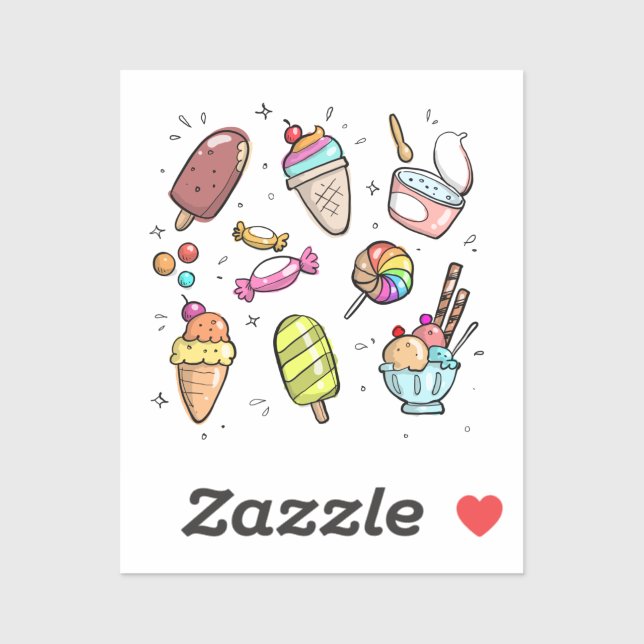 Pegatina doodlecartode comida extraída dulce (Hoja)